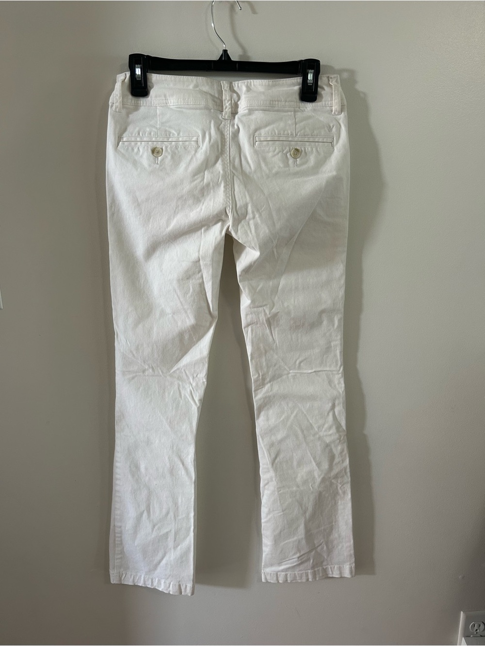 American Eagle Stretch White Pants Low Rise Straight Y2K Preppy Casual Women’s 2 - Picture 3 of 5